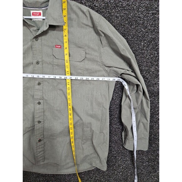 Wrangler Men Button Down Shirt Green Size 3XL Cotton Blend Work - Picture 4 of 7